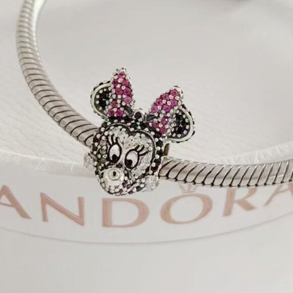 Pandora Disney Sparkling Minnie Portrait Charm S925 sterling silver gift
